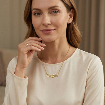 Custom Personalized Arabic & English Name Necklace With Birthstone #1ZX