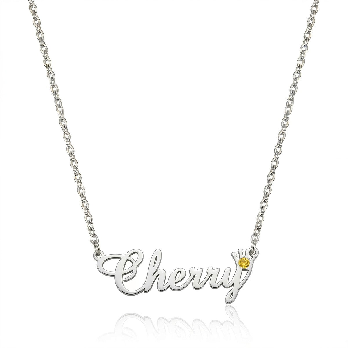 Custom Personalized Arabic & English Name Necklace With Birthstone #4ZX