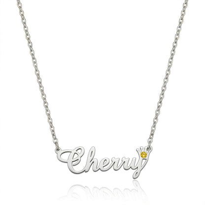 Custom Personalized Arabic & English Name Necklace With Birthstone #4ZX