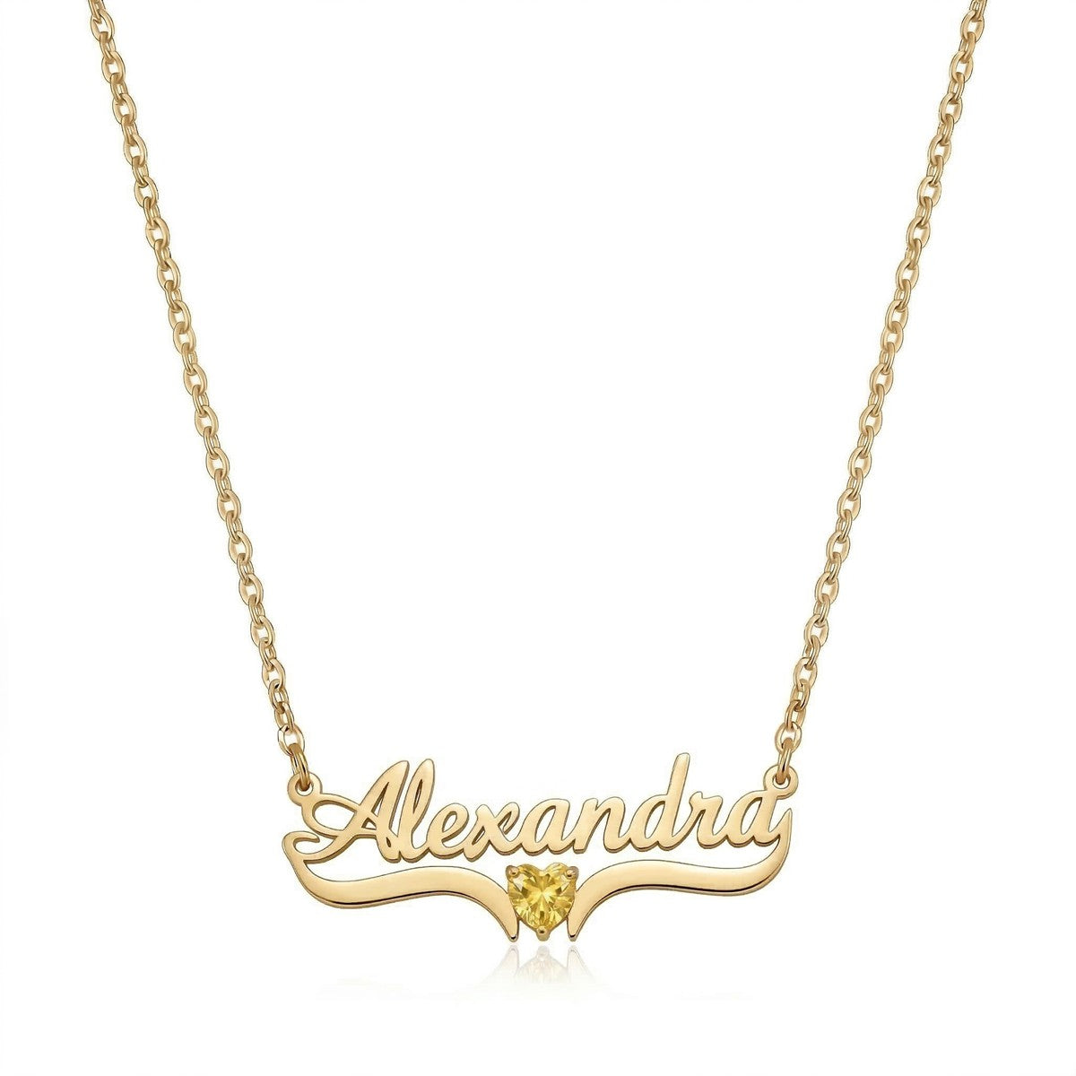 Custom Personalized Arabic & English Name Necklace With Birthstone #1ZX