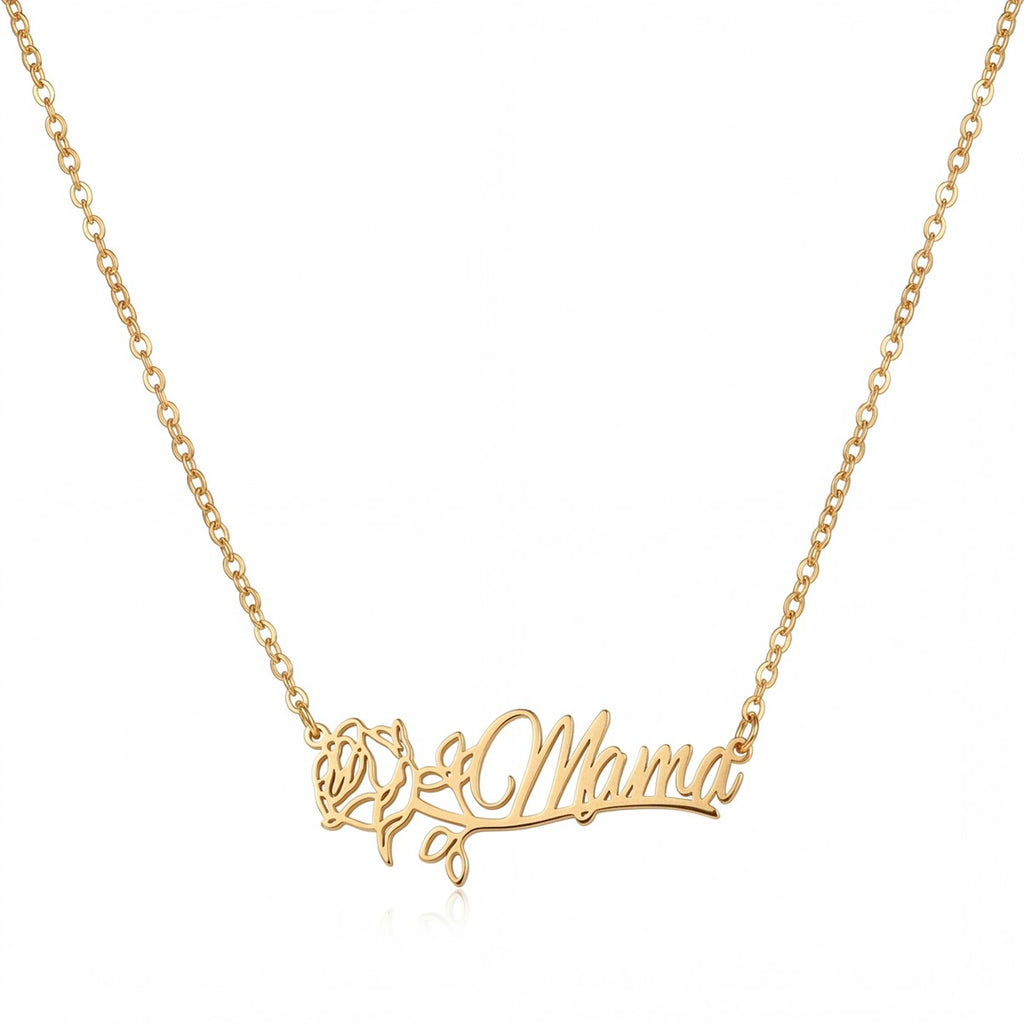 Personalized Name Necklace with Birth Flower #2
