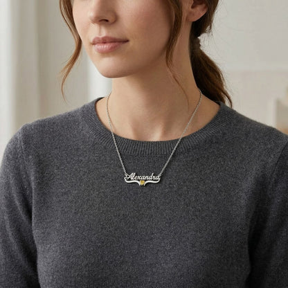 Custom Personalized Arabic & English Name Necklace With Birthstone #1ZX