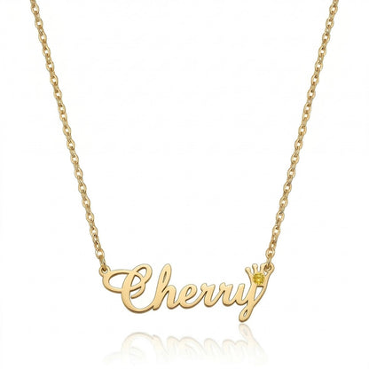 Custom Personalized Arabic & English Name Necklace With Birthstone #4ZX