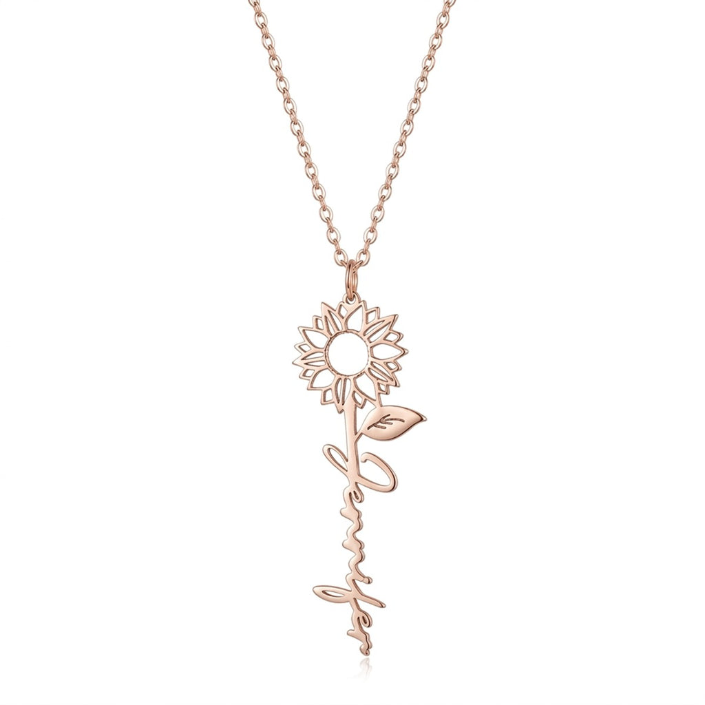 Personalized Name Necklace With Sunflower #10