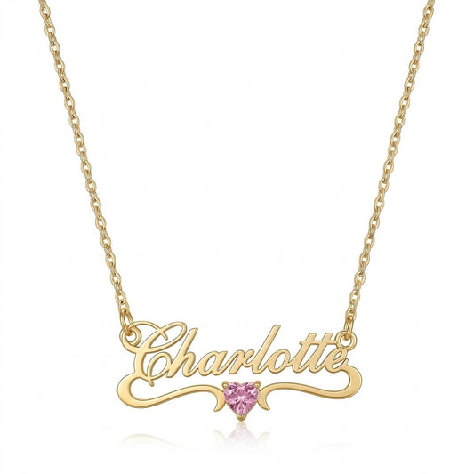 Custom Personalized Arabic & English Name Necklace With Birthstone #6ZX