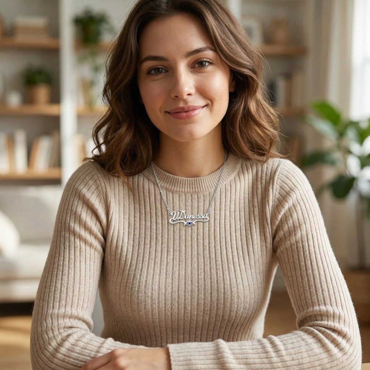 Custom Personalized Arabic & English Name Necklace With Birthstone #5ZX