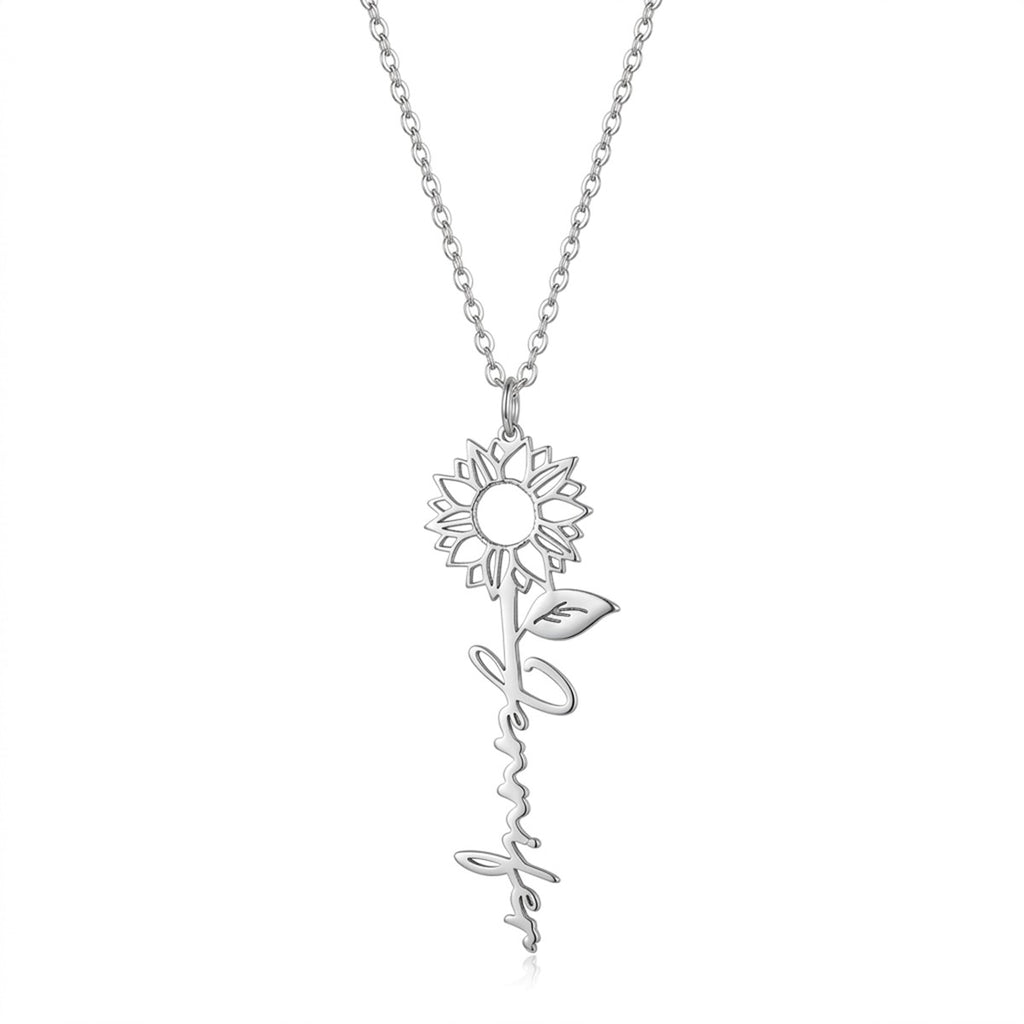 Personalized Name Necklace With Sunflower #10