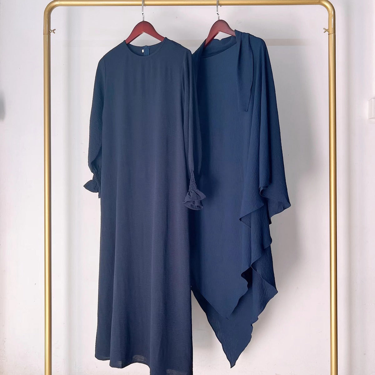 Ensemble 2 pièces Jilbab Robe de prière avec deux couches Khimar pour femmes arabes