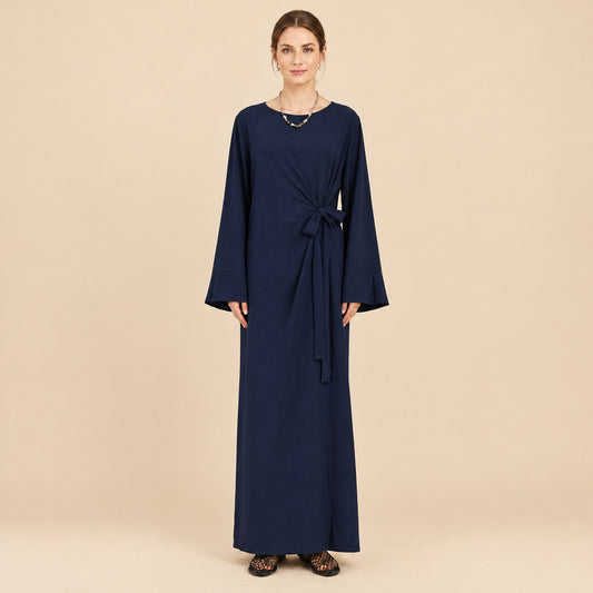 Robe Abaya à lacets en tissu froissé