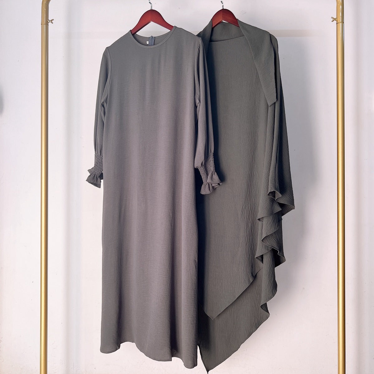 Ensemble 2 pièces Jilbab Robe de prière avec deux couches Khimar pour femmes arabes