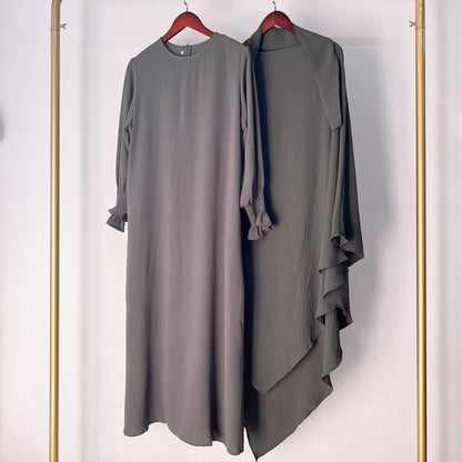 Ensemble 2 pièces Jilbab Robe de prière avec deux couches Khimar pour femmes arabes
