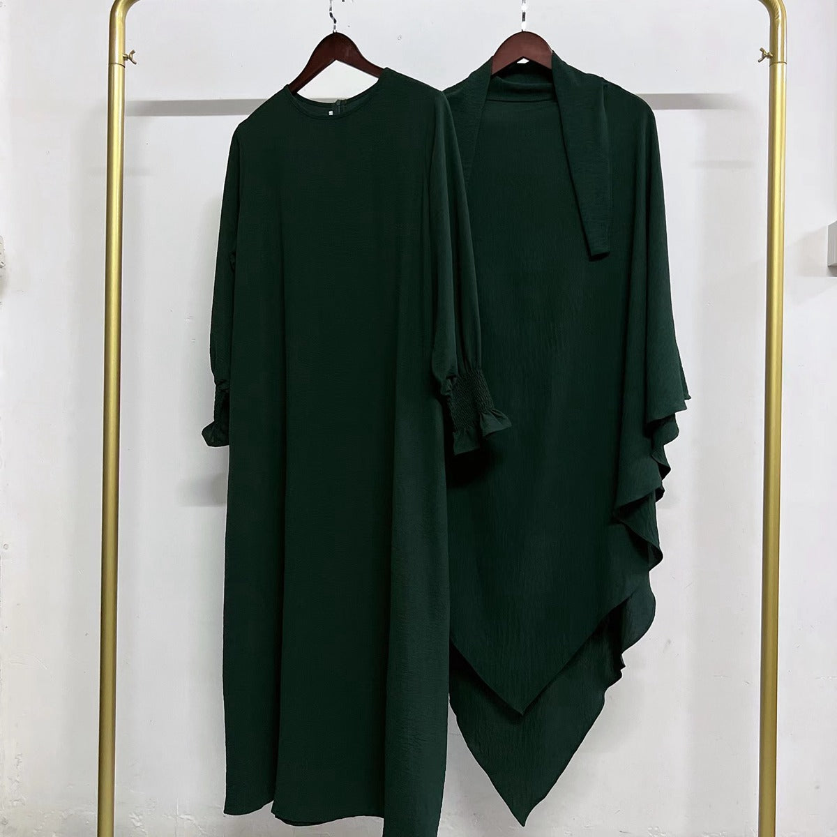 Ensemble 2 pièces Jilbab Robe de prière avec deux couches Khimar pour femmes arabes