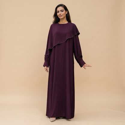 Muslim Women Beads Ruffle Nida Abaya Dress #261273