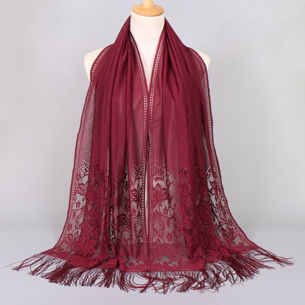 Muslim Women Lace Hollow Tassel Hijab Scarf #26VS069