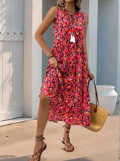 Robe imprimée à pampilles et décolleté en V #259121