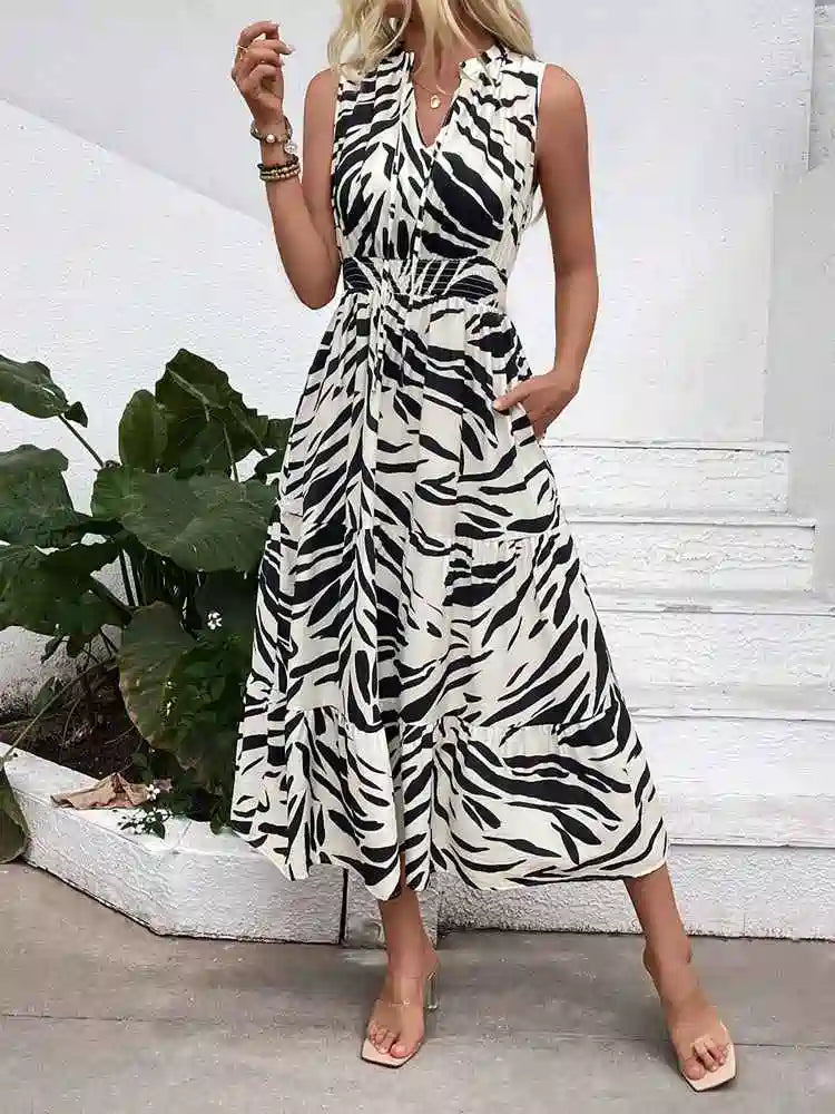 Robe à imprimé zèbre et décolleté en V #255240