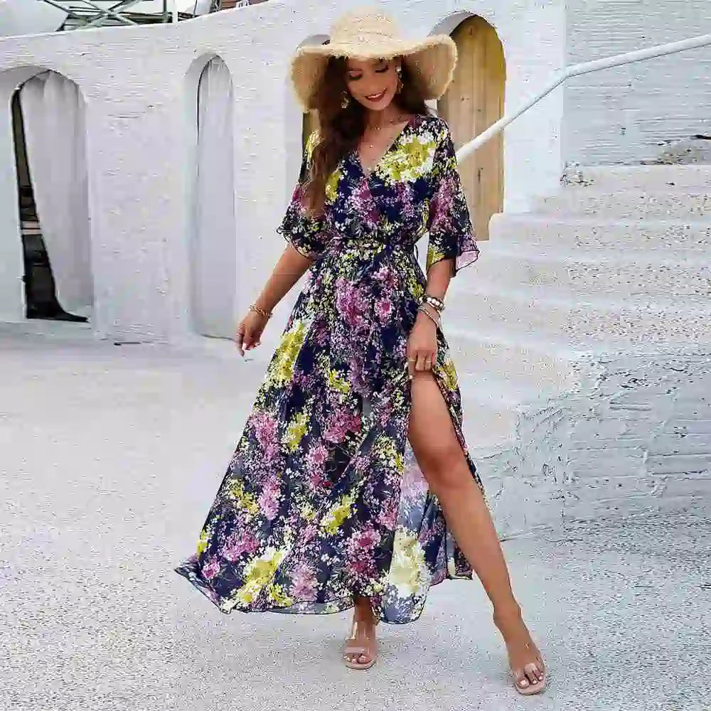 Robe imprimée à la taille #252393