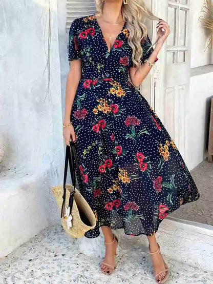 Bohemia V-Neck Printed Women Dress #2523048