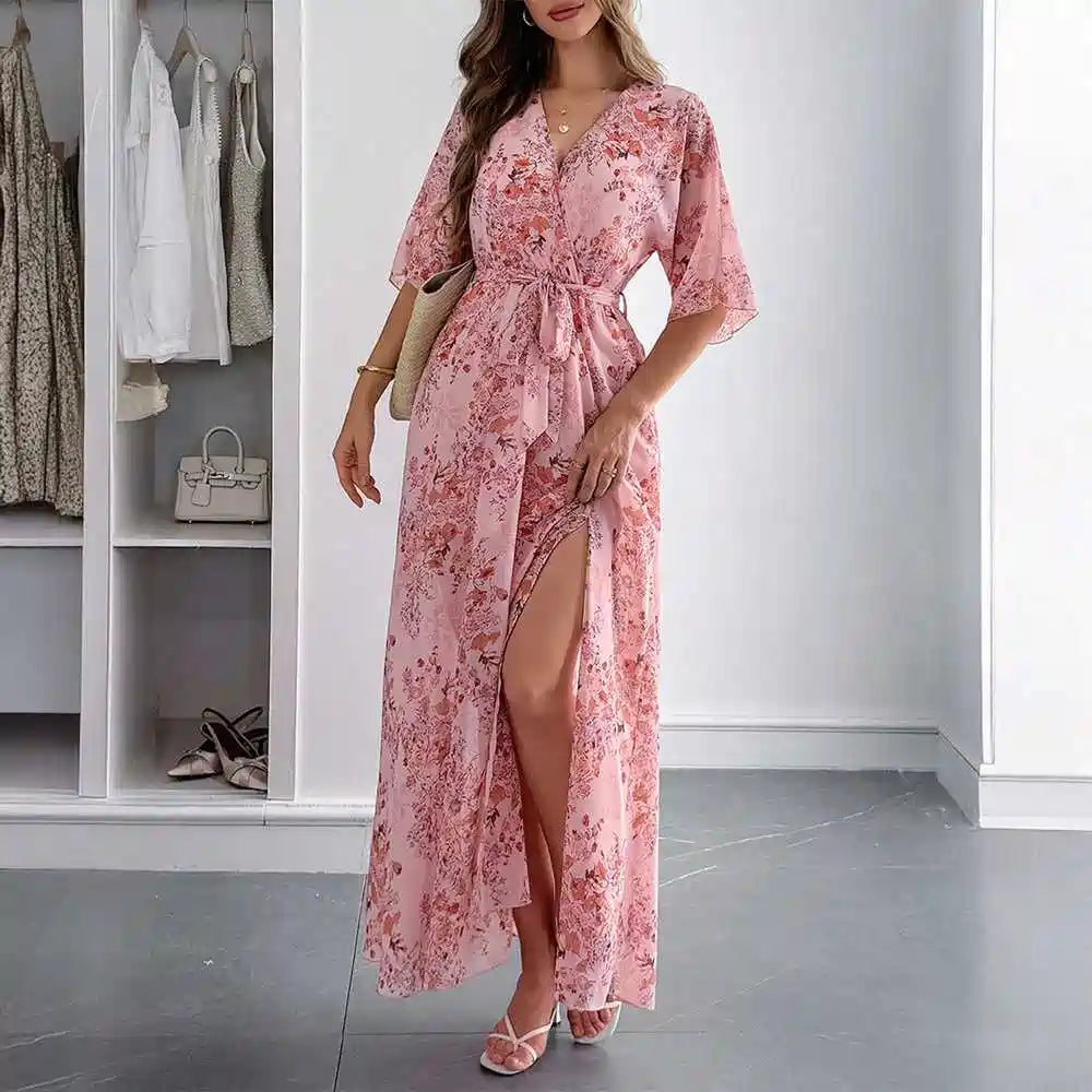 Robe imprimée à la taille #252393