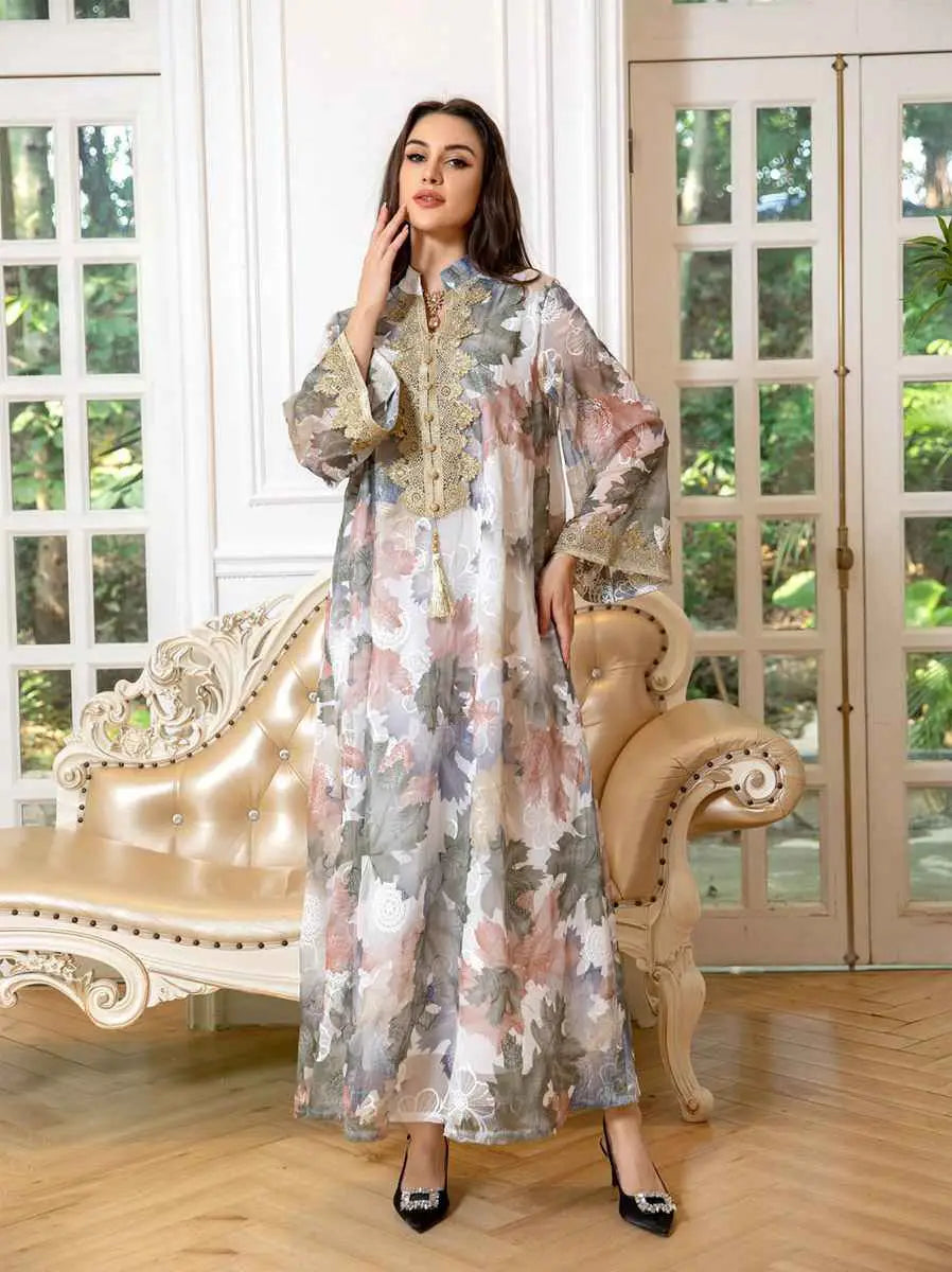 Robe de l'Aïd brodée arabe Dubaï imprimée caftan robe caftan