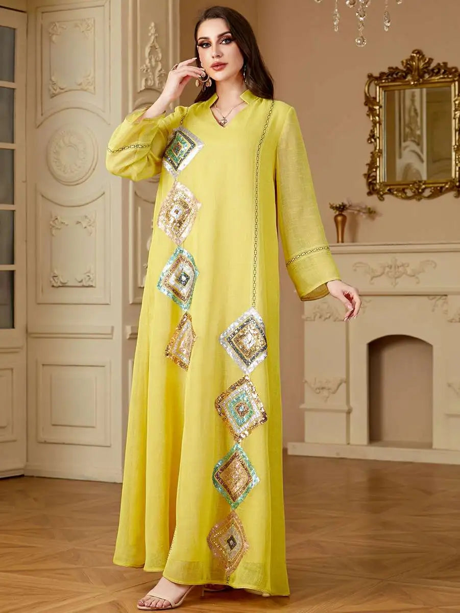 Caftan à paillettes de l'Aïd, caftan, jalabiya, pour fête et mariage