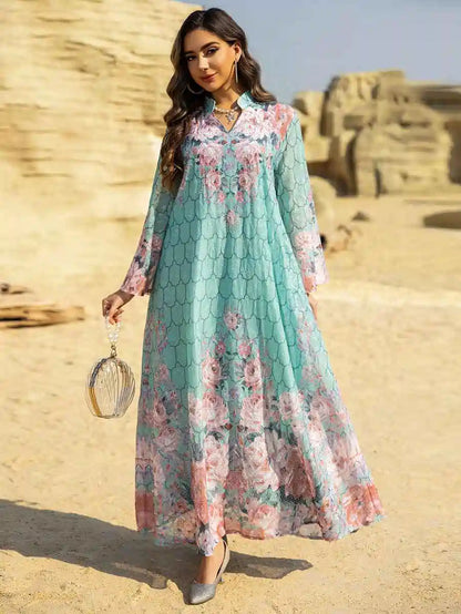 Eid Dress Embroidery Printed Caftan Kaftan Dress #25463