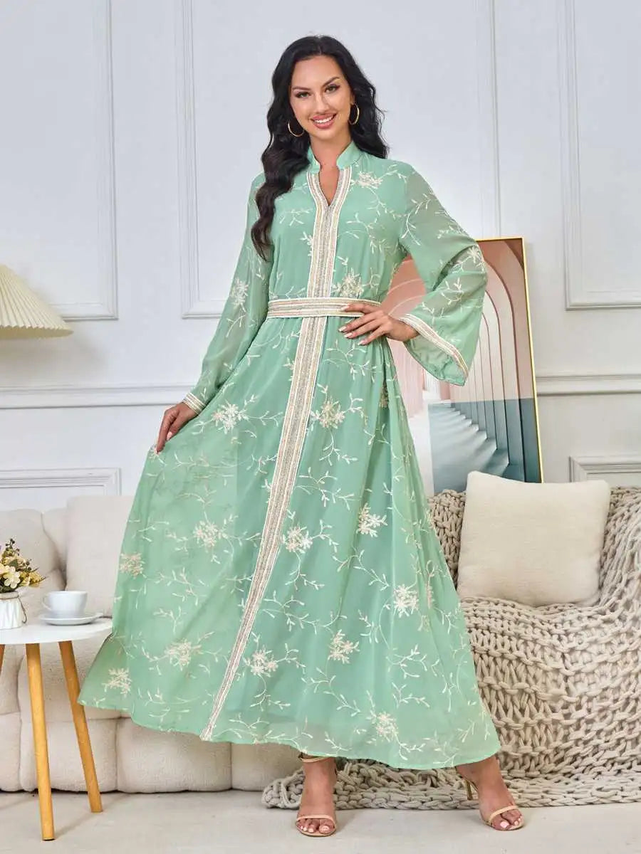 Embroidery Eid Dress Muslim Women Caftan Kaftan Dress