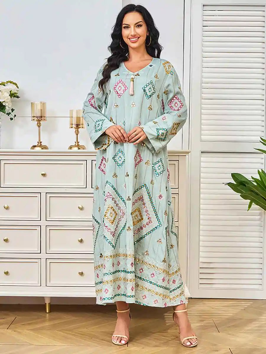 Robe caftan brodée de paillettes pour l'Aïd #24366