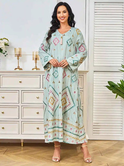 Robe caftan brodée de paillettes pour l'Aïd #24366