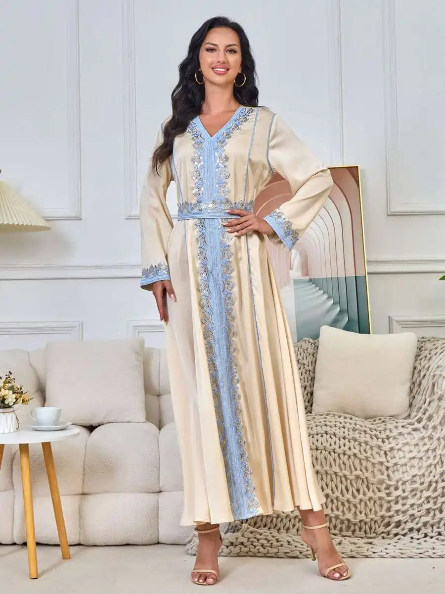 Eid Dress Embroidery Sequins Caftan Kaftan Dress For Party And Wedding #25163