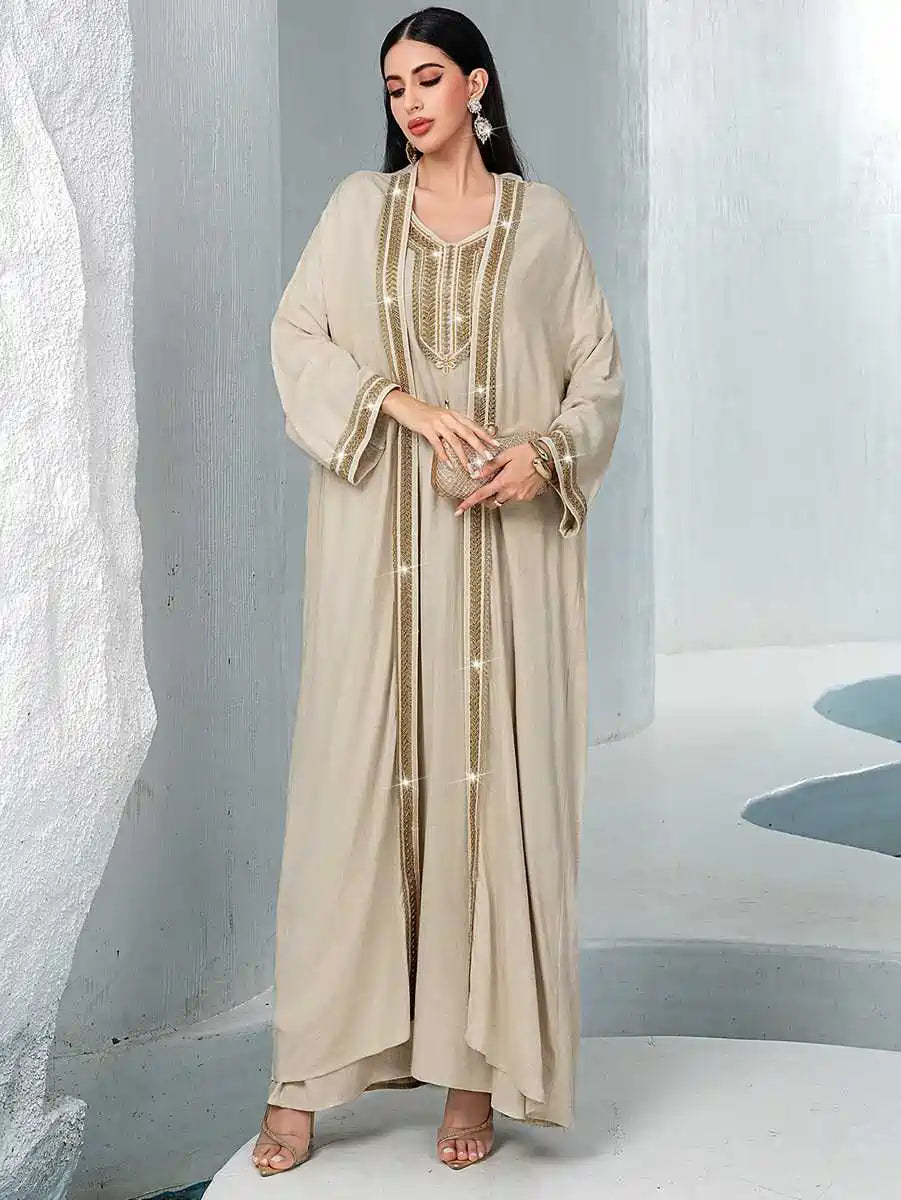 2 Pieces Set Hand Embroidery Eid Dresses Caftan Kaftan Dress #255051
