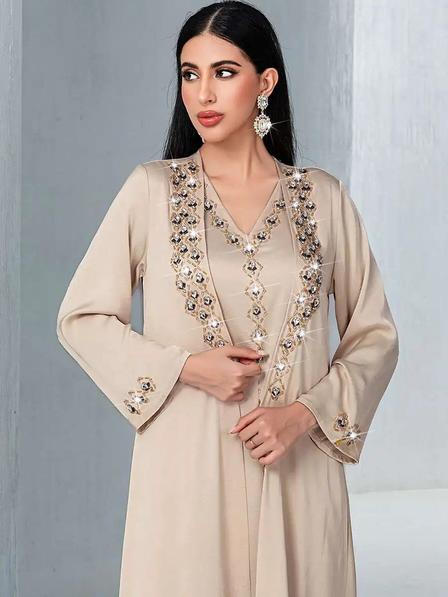 Ensemble 2 pièces avec strass Hotfix, robe caftan Mukhawar #255148