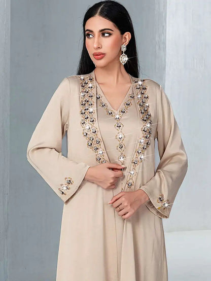 Ensemble 2 pièces avec strass Hotfix, robe caftan Mukhawar #255148
