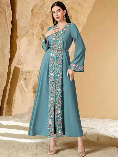 Eid Outfits Hand-stitched Embroidery Caftan Kaftan Dress #2540761
