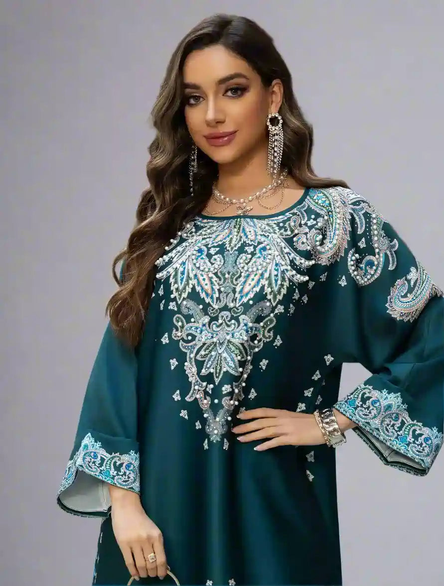 Dark Green, Light Apricot, Blue