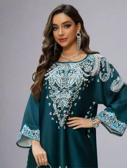 Dark Green, Light Apricot, Blue