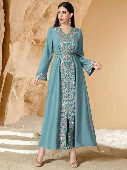 Eid Outfits Hand-stitched Embroidery Caftan Kaftan Dress #2540761