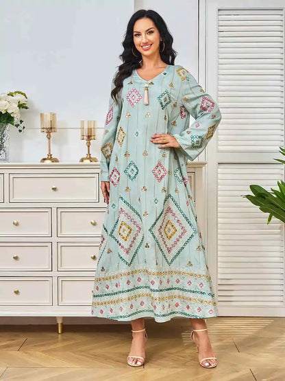 Robe caftan brodée de paillettes pour l'Aïd #24366