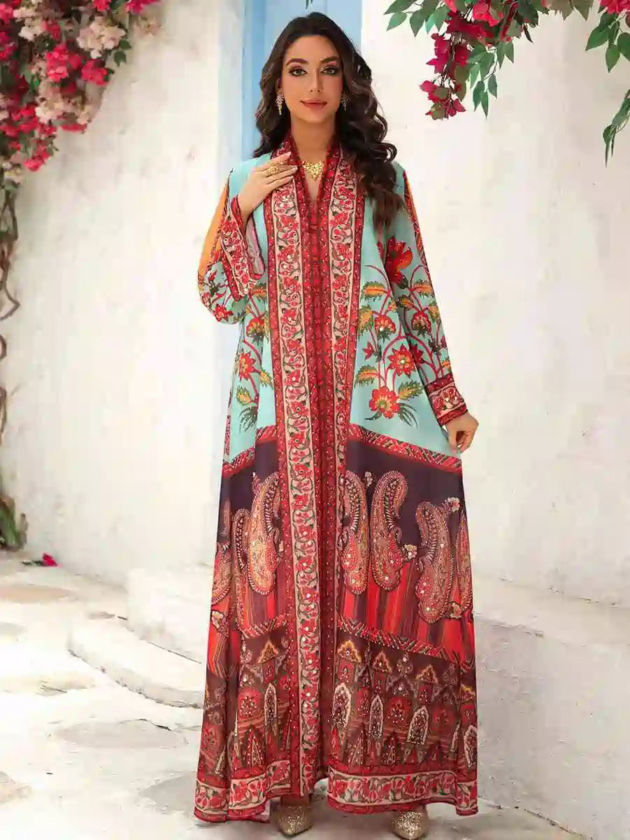 Hotfix Rhinestones Mukhawar Eid Dress Caftan Kaftan Dress Jalabiya #25476