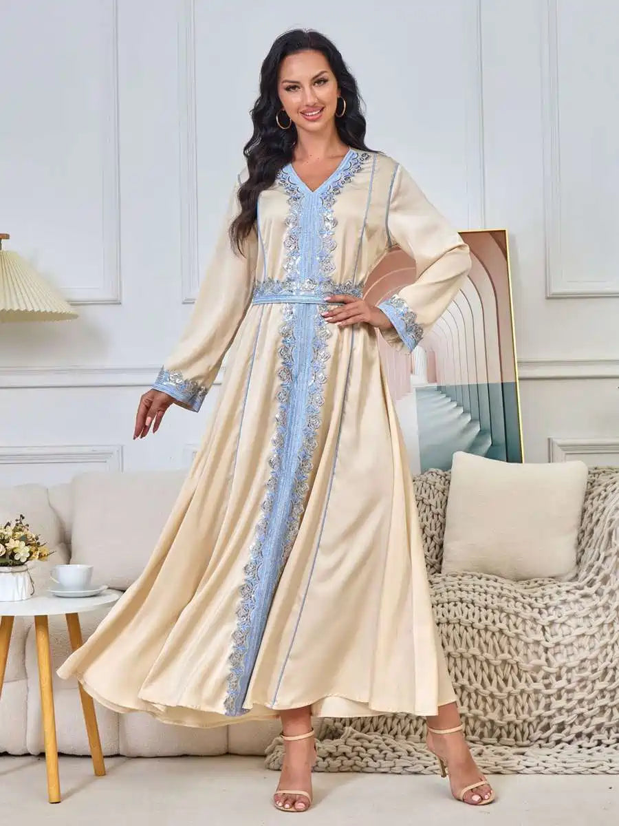 Eid Dress Embroidery Sequins Caftan Kaftan Dress For Party And Wedding #25163