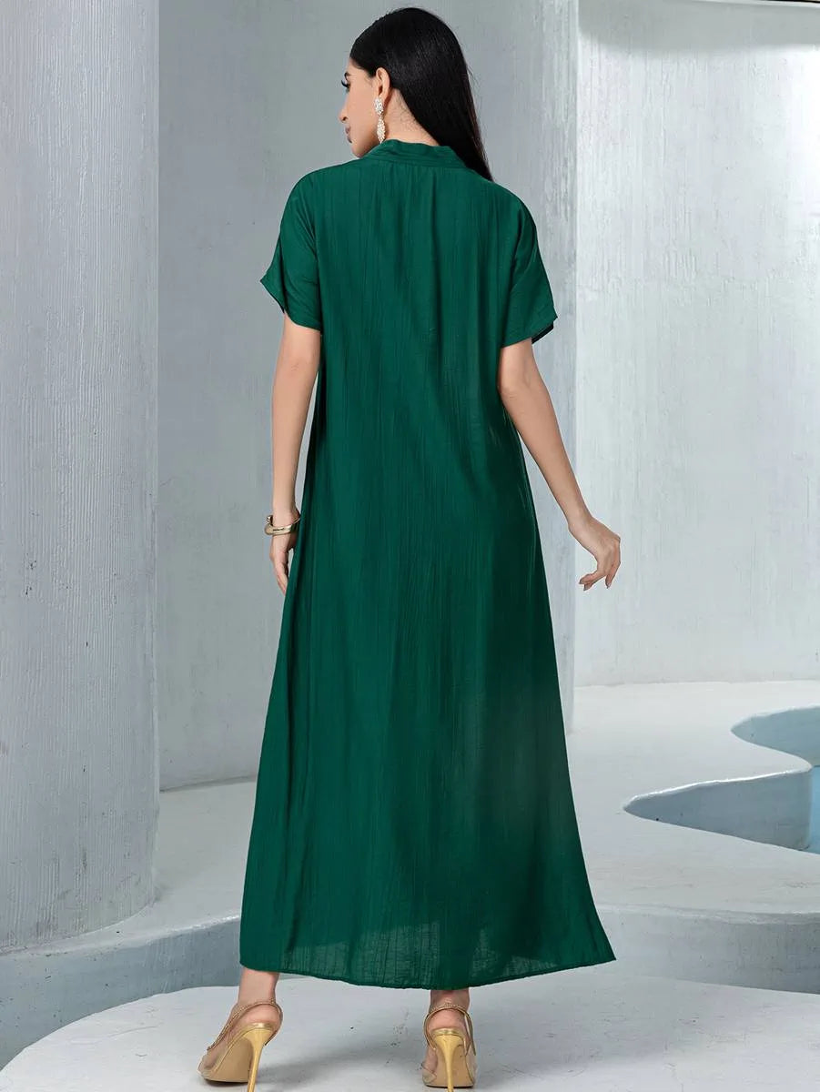 Ensemble 2 pièces pour l'Aïd, caftan avec bordure en dentelle, robe caftan #255233