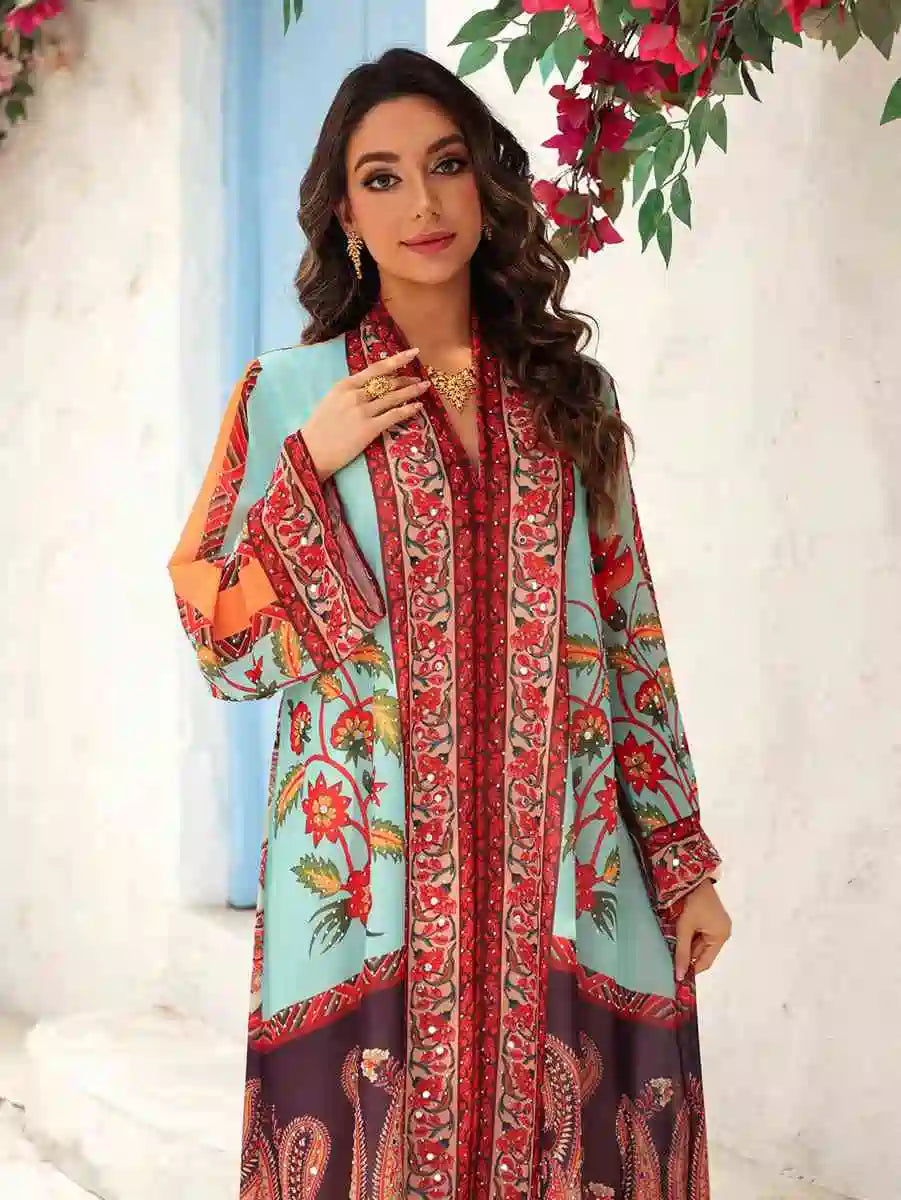 Hotfix Rhinestone Mukhawar Eid Dress Caftan Kaftan Dress Jalabiya #25476