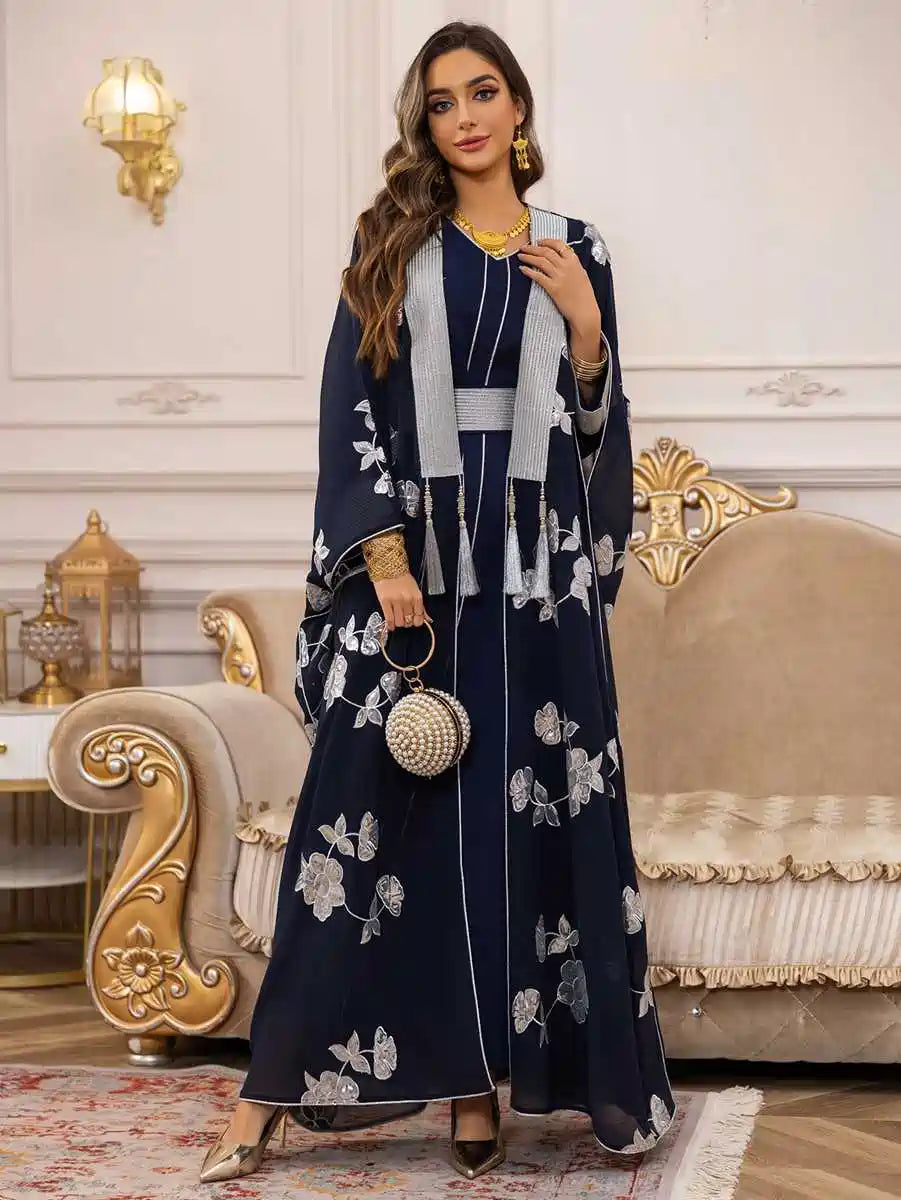 2 Pieces Set Embroidery Caftan Kaftan Dress #25462