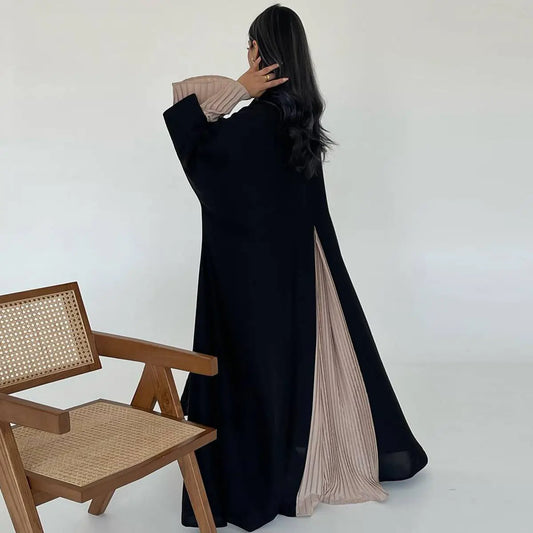 Robe Abaya ouverte en cardigan plissé et froissé #25185