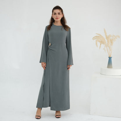Robe abaya en crêpe avec ceinture à nouer sur le côté #251077