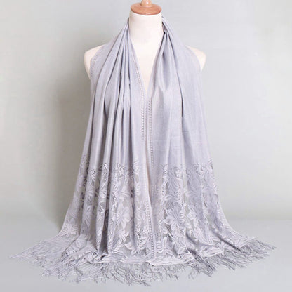 Muslim Women Lace Hollow Tassel Hijab Scarf #26VS069
