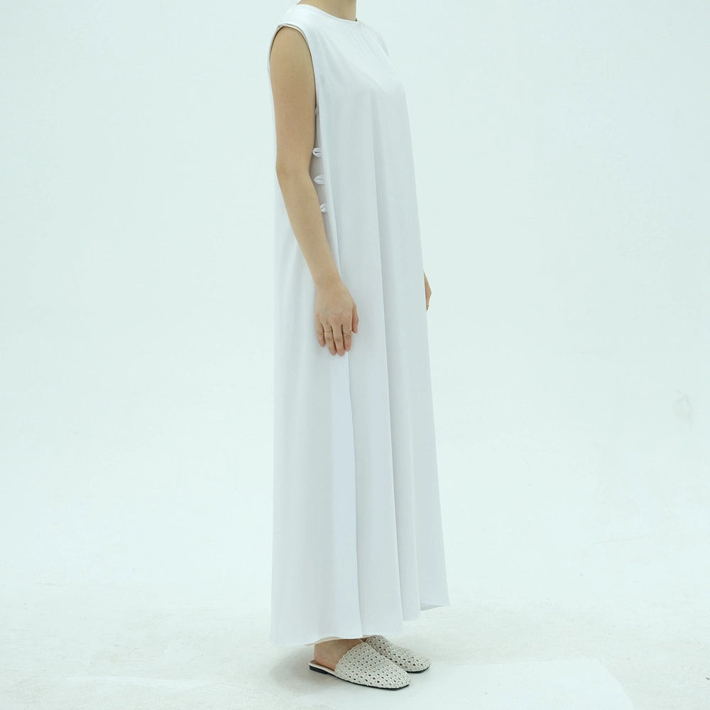 Robe de chambre en satin sans manches pour femmes musulmanes, bretelles dans le dos, #25996
