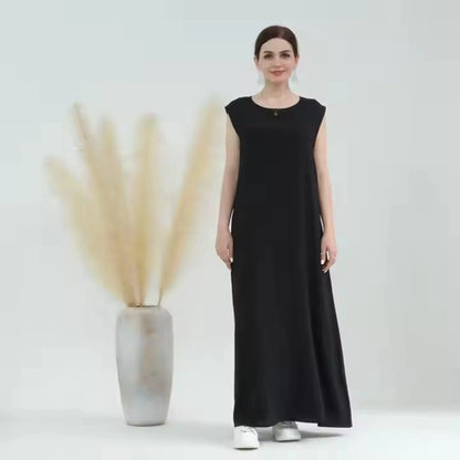 Robe de dessous froissée sans manches pour femmes musulmanes, 11 couleurs au choix, n° 25480