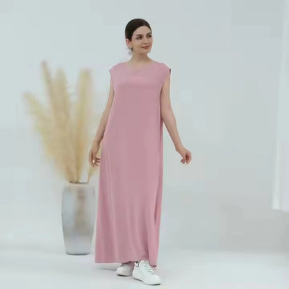Robe de dessous froissée sans manches pour femmes musulmanes, 11 couleurs au choix, n° 25480