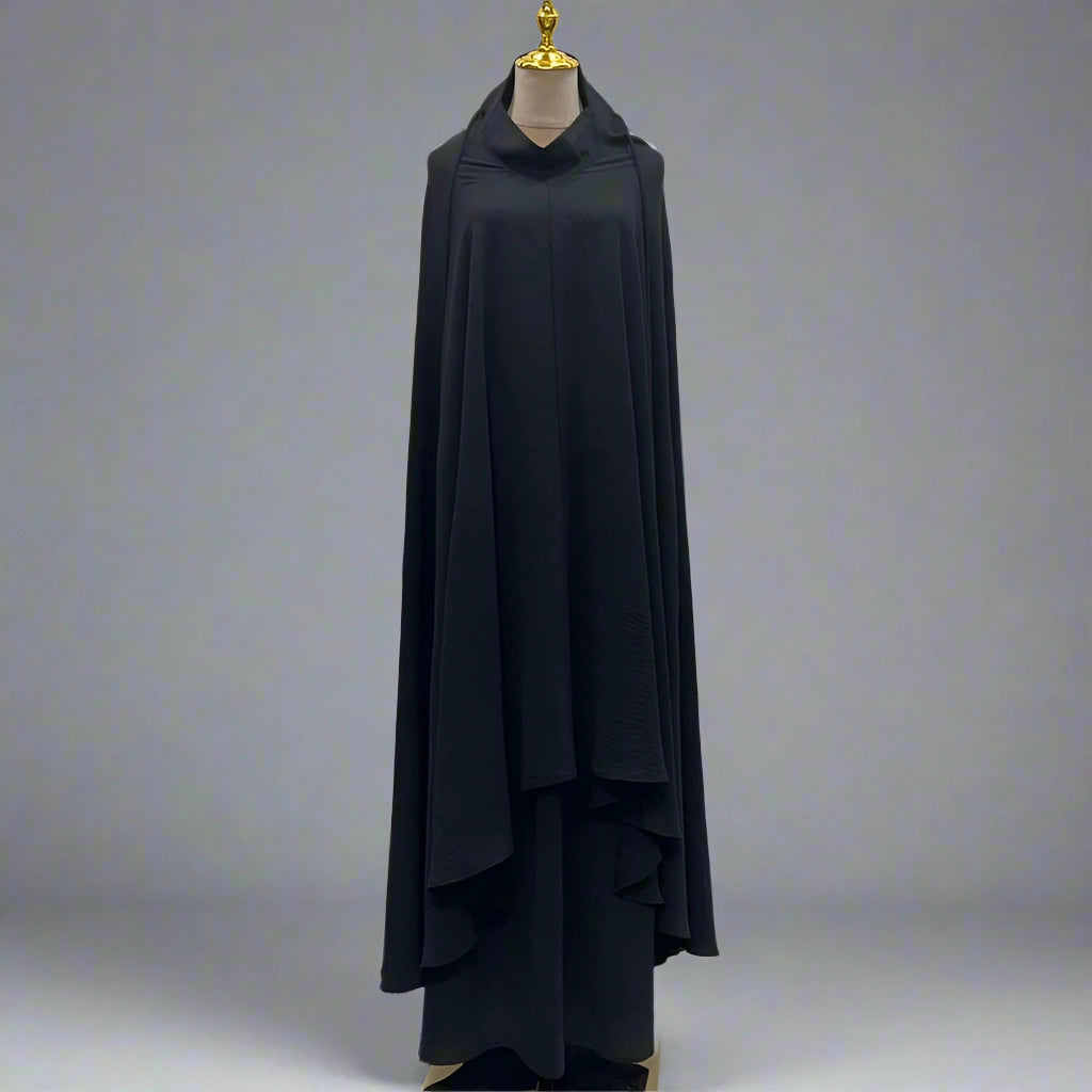 Ensemble 2 pièces pour femme musulmane du Ramadan, longue robe jilbab en satin avec jupe